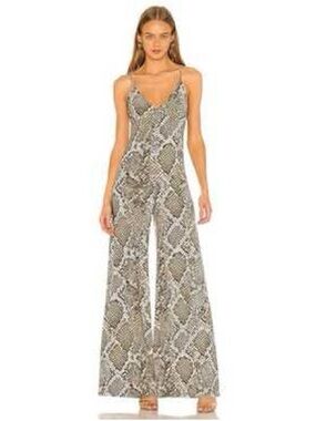Norma Kamali Snake Print Wide-Leg Slip Jumpsuit Medium